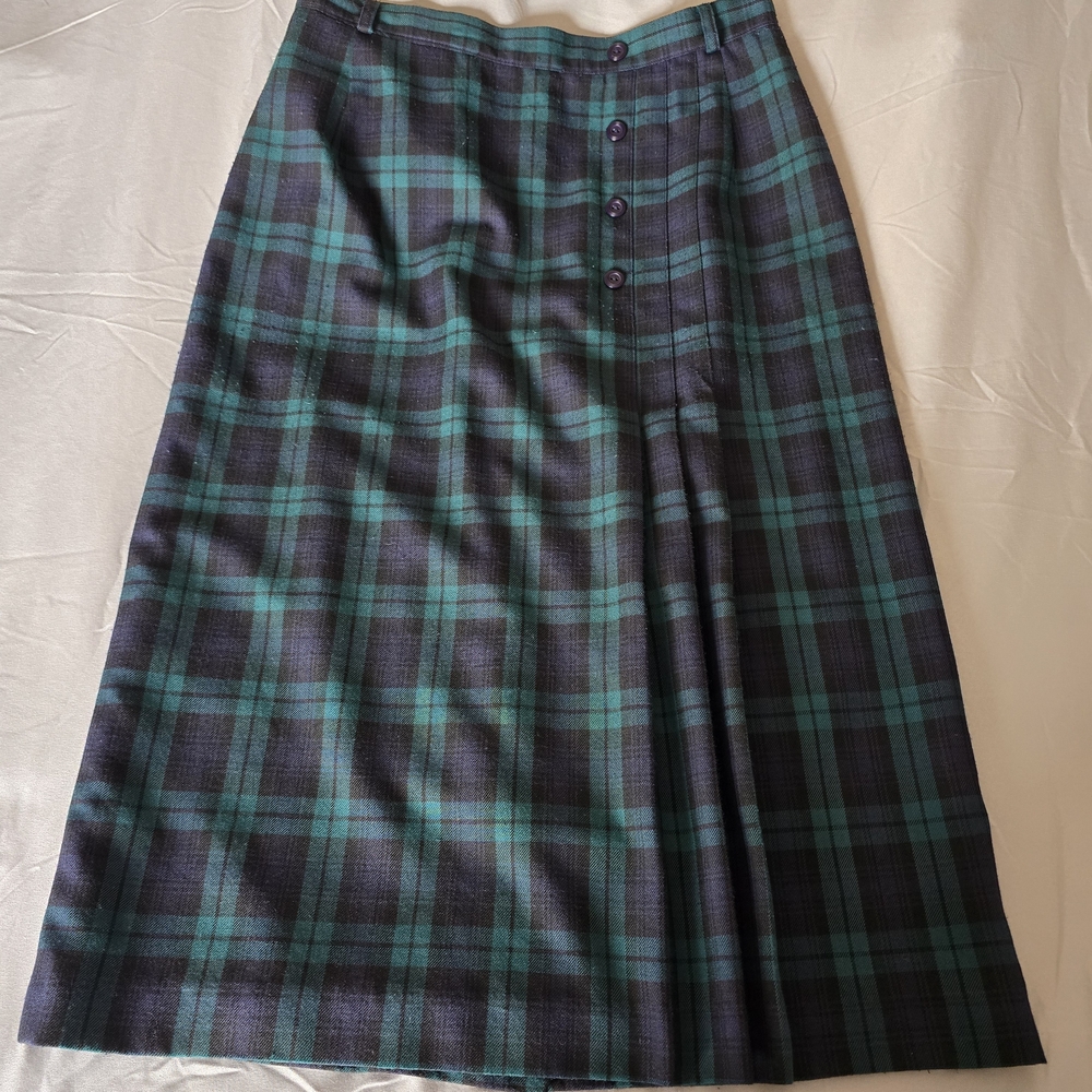 Black Watch Plaid A-line Skirt